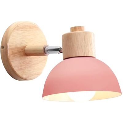 iDEGU Industriële wandlamp, vintage, verstelbaar, van hout, metaal, retro, E27 fitting, wandlamp voor binnen, voor slaapkamer, woonkamer, hal, restaurant, 15 cm, (1 stuks, roze) iDEGU Industriële wandlamp, vintage, verstelbaar, van hout, metaal, retro, E27 fitting, wandlamp voor binnen, voor slaapkamer, woonkamer, hal, restaurant, 15 cm, (1 stuks, roze)