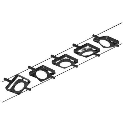 Paulmann 94424 CorDuo LED Seilytem Set MacLED DC incl. 5 x 4,5 Watt uitbreidbaar mat zwart, chroom staalkabel 3000 K Paulmann 94424 CorDuo LED Seilytem Set MacLED DC incl. 5 x 4,5 Watt uitbreidbaar mat zwart, chroom staalkabel 3000 K