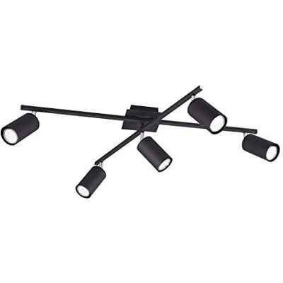 Trio Leuchten Marley plafondlamp, 5 lampen, metaal, matzwart, 612400532 Trio Leuchten Marley plafondlamp, 5 lampen, metaal, matzwart, 612400532