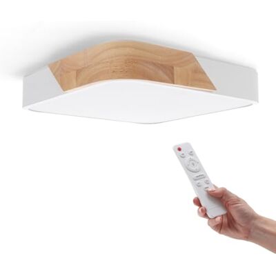 M Ledme Led-plafondlamp, vierkant, wit, 24 W, met afstandsbediening, verstelbaar, 2700 K-6500 K, koudwit, 2400 lm, natuurlijk houtdesign, voor badkamer, keuken, balkon M Ledme Led-plafondlamp, vierkant, wit, 24 W, met afstandsbediening, verstelbaar, 2700 K-6500 K, koudwit, 2400 lm, natuurlijk houtdesign, voor badkamer, keuken, balkon