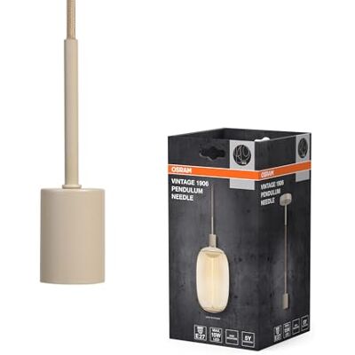 OSRAM Vintage hanglamp, beige, gepersonaliseerde verlichtingsscenario's, roestvrij staal, ideaal voor woonkamers, modern design, vintage look, textielkabel 2 m, diameter 100 mm, eenvoudige montage OSRAM Vintage hanglamp, beige, gepersonaliseerde verlichtingsscenario's, roestvrij staal, ideaal voor woonkamers, modern design, vintage look, textielkabel 2 m, diameter 100 mm, eenvoudige montage