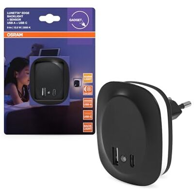 OSRAM Lunetta Edge nachtlampje, 0,35 W, 10 lm Lunetta Edge Sensor, spot- en plafondspots, zwart, 30.000 uur, 1 stuk OSRAM Lunetta Edge nachtlampje, 0,35 W, 10 lm Lunetta Edge Sensor, spot- en plafondspots, zwart, 30.000 uur, 1 stuk