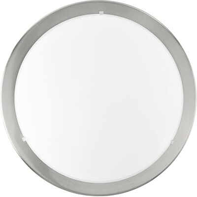 EGLO Planet Plafondlamp, moderne plafondlamp met 1 lichtpunt, woonkamerlamp van metaal en gesatineerd glas, keukenlamp in mat nikkel, wit, hal lamp plafond met E27-fitting EGLO Planet Plafondlamp, moderne plafondlamp met 1 lichtpunt, woonkamerlamp van metaal en gesatineerd glas, keukenlamp in mat nikkel, wit, hal lamp plafond met E27-fitting