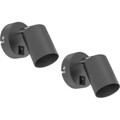 ledscom.de 2 x WAIKA wandlamp, schakelaar, mat antraciet, rond, 1 x GU10 max. 60 W ledscom.de 2 x WAIKA wandlamp, schakelaar, mat antraciet, rond, 1 x GU10 max. 60 W