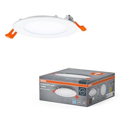 OSRAM Downlight Slim 120 mm, led-inbouwspot, 8 W, koud wit 6500 K, 550 lumen, slank design, IP20, eenvoudige installatie voor woonkamers en keukens OSRAM Downlight Slim 120 mm, led-inbouwspot, 8 W, koud wit 6500 K, 550 lumen, slank design, IP20, eenvoudige installatie voor woonkamers en keukens