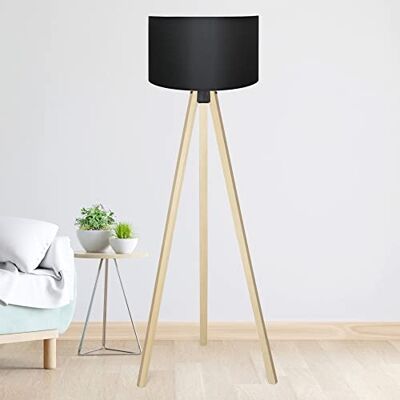 lux.pro Stijlvolle vloerlamp, driepoot, lamp op poot, MDF, stof, fitting E27, hoogte 140 cm, houteffect, zwart lux.pro Stijlvolle vloerlamp, driepoot, lamp op poot, MDF, stof, fitting E27, hoogte 140 cm, houteffect, zwart