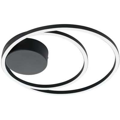 EGLO Ruotale led-plafondlamp, gebogen plafondlamp, originele lamp voor woonkamer en hal, van wit kunststof en zwart metaal, warm wit, Ø 45 cm EGLO Ruotale led-plafondlamp, gebogen plafondlamp, originele lamp voor woonkamer en hal, van wit kunststof en zwart metaal, warm wit, Ø 45 cm