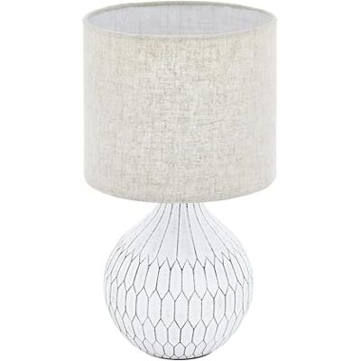EGLO Bellariva 3 bedlampje, keramische tafellamp decor boho, lichtbruine stoffen lampenkap, textiellamp voor woonkamer en slaapkamer met schakelaar, E27 EGLO Bellariva 3 bedlampje, keramische tafellamp decor boho, lichtbruine stoffen lampenkap, textiellamp voor woonkamer en slaapkamer met schakelaar, E27