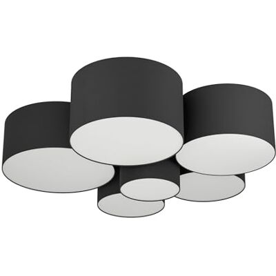 EGLO Plafondlamp Pastore 2, 6 lampen plafondlamp, woonkamerlamp van textiel in zwart, wit, slaapkamerlamp, hallamp plafond met E27-fitting EGLO Plafondlamp Pastore 2, 6 lampen plafondlamp, woonkamerlamp van textiel in zwart, wit, slaapkamerlamp, hallamp plafond met E27-fitting