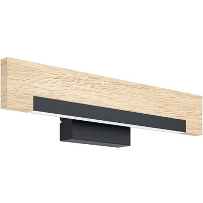 EGLO Camacho Led-wandlamp met 1 lamp, dimbaar, wandspot voor binnen, modern van staal, hout en kunststof, woonkamerlamp, hallamp in zwart, naturel, wit. EGLO Camacho Led-wandlamp met 1 lamp, dimbaar, wandspot voor binnen, modern van staal, hout en kunststof, woonkamerlamp, hallamp in zwart, naturel, wit.