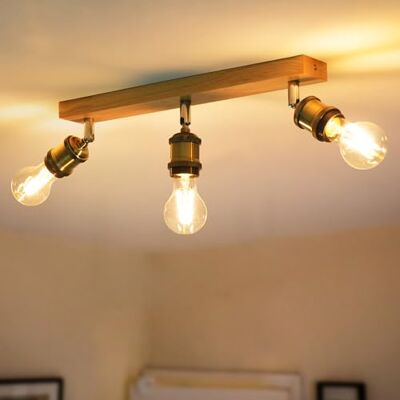 ANWIO Retro 3-weg plafondlamp, plafondlamp voor slaapkamer, plafondlamp met E27, verstelbare gouden plafondlamp, keukenverlichting, barverlichting (zonder lamp) ANWIO Retro 3-weg plafondlamp, plafondlamp voor slaapkamer, plafondlamp met E27, verstelbare gouden plafondlamp, keukenverlichting, barverlichting (zonder lamp)