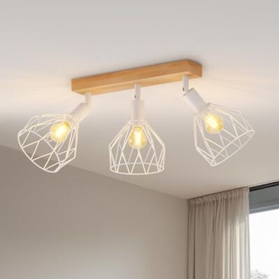 LVWIT Plafondlamp met 3 ledlampen, E14, binnenverlichting, wit, plafondlamp van hout met rechthoekige basis, wandlamp voor slaapkamer, kroonluchter woonkamer (zonder lampen) LVWIT Plafondlamp met 3 ledlampen, E14, binnenverlichting, wit, plafondlamp van hout met rechthoekige basis, wandlamp voor slaapkamer, kroonluchter woonkamer (zonder lampen)