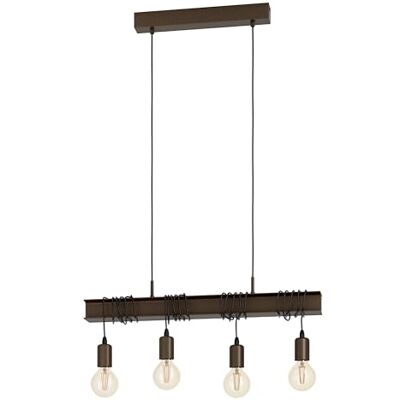 EGLO Townshend 4 Hanglamp, 4-lichts hanglamp vintage, industrieel, hanglamp van metaal, eettafellamp in antiek bruin, woonkamerlamp, met E27-fitting EGLO Townshend 4 Hanglamp, 4-lichts hanglamp vintage, industrieel, hanglamp van metaal, eettafellamp in antiek bruin, woonkamerlamp, met E27-fitting