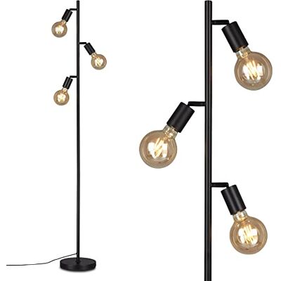 Briloner Leuchten 1387-035 Vloerlamp draaibaar 3-lampen E27 met kabelschakelaar Retro Vintage Zwart 220 x 1600 mm (DxH) Briloner Leuchten 1387-035 Vloerlamp draaibaar 3-lampen E27 met kabelschakelaar Retro Vintage Zwart 220 x 1600 mm (DxH)