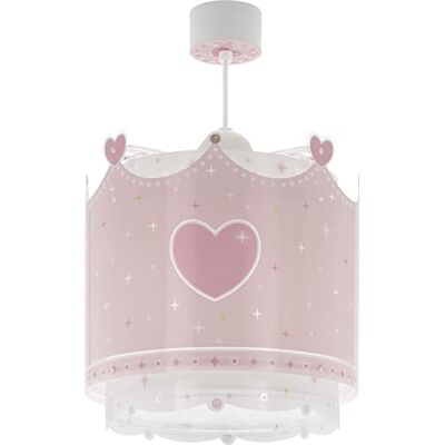 Dalber 61102 Hanglamp voor kinderkamer, plafondlamp voor kinderkamer, met roze kroon, Little Queen 61102, E27 Dalber 61102 Hanglamp voor kinderkamer, plafondlamp voor kinderkamer, met roze kroon, Little Queen 61102, E27