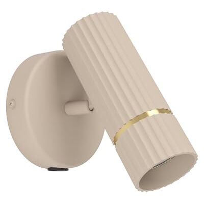 EGLO Caminia wandlamp voor binnen, wandlamp voor binnen met draaibare spot, woonkamer- en slaapkamerverlichting met schakelaar, metaal beige en goud, GU10 lamp, warm wit EGLO Caminia wandlamp voor binnen, wandlamp voor binnen met draaibare spot, woonkamer- en slaapkamerverlichting met schakelaar, metaal beige en goud, GU10 lamp, warm wit