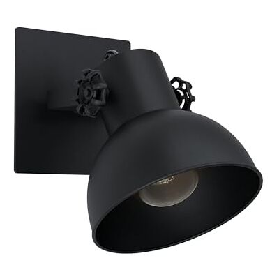EGLO Wandlamp Barnstaple 1, 1-lichts plafondlamp vintage, industrieel, retro, wandlamp binnen van staal, woonkamerlamp, hallamp in zwart, spot met E27-fitting EGLO Wandlamp Barnstaple 1, 1-lichts plafondlamp vintage, industrieel, retro, wandlamp binnen van staal, woonkamerlamp, hallamp in zwart, spot met E27-fitting