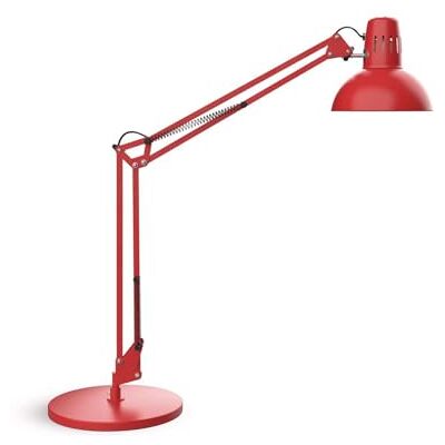 MAUL study bureaulamp van metaal, professionele ledlamp, flexibele staande lamp voor kantoor en werkplaats, hoogwaardige ledverlichting, bureaulamp met gloeilamp, rood MAUL study bureaulamp van metaal, professionele ledlamp, flexibele staande lamp voor kantoor en werkplaats, hoogwaardige ledverlichting, bureaulamp met gloeilamp, rood