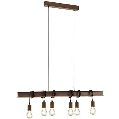 EGLO pendellamp TOWNSHEND 4, 6 lichtbronnen vintage pendelarmatuur in industrieel ontwerp, retro hanglamp van staal, kleur: antiekbruin, fitting: E27 EGLO pendellamp TOWNSHEND 4, 6 lichtbronnen vintage pendelarmatuur in industrieel ontwerp, retro hanglamp van staal, kleur: antiekbruin, fitting: E27