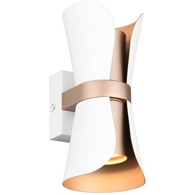Trio Leuchten Wandlamp COAT 218600231, metaal mat wit/koffie, excl. 2x GU10 Trio Leuchten Wandlamp COAT 218600231, metaal mat wit/koffie, excl. 2x GU10