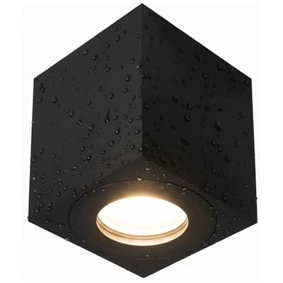 EDO Zwarte opbouwspot, IP44, vierkant, 80 x 80 x 95 mm, LARKS, plafondlamp voor badkamer, led-inbouwspot, plafond 230 V, met GU10-fitting, verstelbare downlight, aluminium, lamp voor balkon en keuken EDO Zwarte opbouwspot, IP44, vierkant, 80 x 80 x 95 mm, LARKS, plafondlamp voor badkamer, led-inbouwspot, plafond 230 V, met GU10-fitting, verstelbare downlight, aluminium, lamp voor balkon en keuken