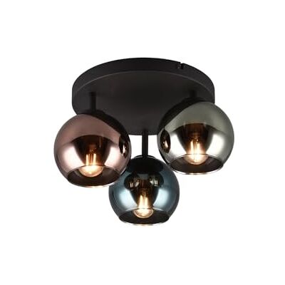 Reality Sheldon R61303017 Plafondlamp, metaal, mat zwart, glas blauw/groen/koper, behalve 3 x E14 meerkleurig Reality Sheldon R61303017 Plafondlamp, metaal, mat zwart, glas blauw/groen/koper, behalve 3 x E14 meerkleurig