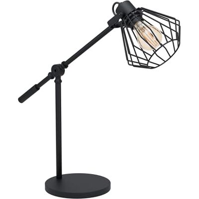 EGLO Tafellamp Tabillano 1, 1-vlammige tafellamp vintage, industrieel, retro, bedlampje van staal, woonkamerlamp in zwart, lamp met schakelaar, E27-fitting EGLO Tafellamp Tabillano 1, 1-vlammige tafellamp vintage, industrieel, retro, bedlampje van staal, woonkamerlamp in zwart, lamp met schakelaar, E27-fitting
