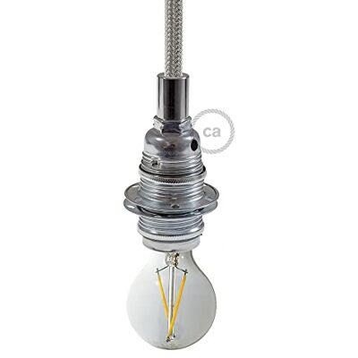 Creative E14 metalen fittingsset met dubbele ringmoer voor lampenkap, cilindrisch, zilver Creative E14 metalen fittingsset met dubbele ringmoer voor lampenkap, cilindrisch, zilver