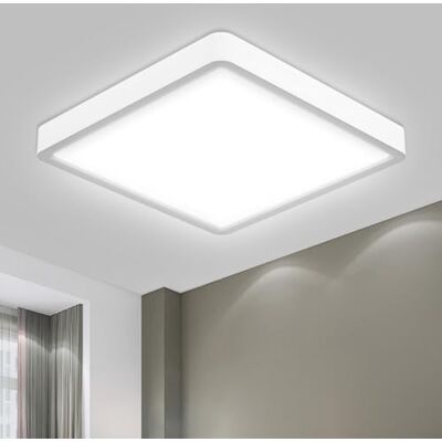 LQWELL Led-plafondlamp, badkamerlamp, waterdicht, IP44, vierkant, plat, 18 W, 6000 K, 1600 lm, dun, voor woonkamer, badkamer, slaapkamer, keuken, hal, kelder, kantoor, 220 x 24 mm LQWELL Led-plafondlamp, badkamerlamp, waterdicht, IP44, vierkant, plat, 18 W, 6000 K, 1600 lm, dun, voor woonkamer, badkamer, slaapkamer, keuken, hal, kelder, kantoor, 220 x 24 mm