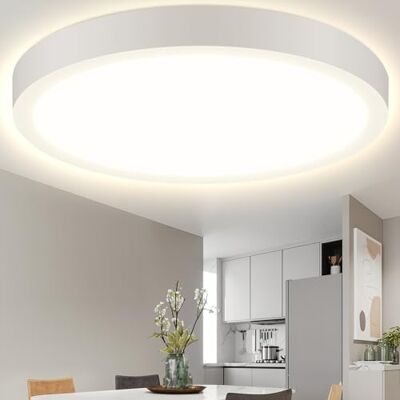 Aigostar Led-plafondlamp, 24 W komt overeen met 162 W, plafondlamp, 2700 lm, hoge helderheid, natuurlijk licht, 4000 K, led-lamp, plafond, geschikt voor woonkamer, keuken, slaapkamer, hal, Ø 285 x mm x H 38 mm Aigostar Led-plafondlamp, 24 W komt overeen met 162 W, plafondlamp, 2700 lm, hoge helderheid, natuurlijk licht, 4000 K, led-lamp, plafond, geschikt voor woonkamer, keuken, slaapkamer, hal, Ø 285 x mm x H 38 mm