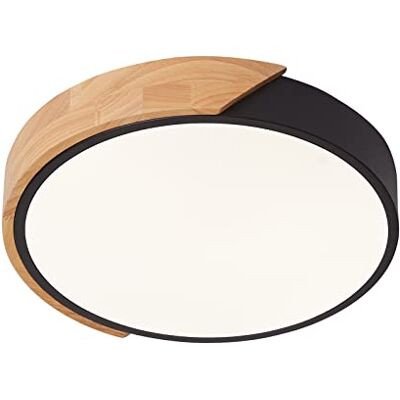 Schindora Led-plafondlamp, 24 W, neutraal wit, 4500 K, 1600 lm, modern, rond, van hout, voor binnen, リ30cm, voor woonkamer, hal, huis, kantoor, veranda Schindora Led-plafondlamp, 24 W, neutraal wit, 4500 K, 1600 lm, modern, rond, van hout, voor binnen, リ30cm, voor woonkamer, hal, huis, kantoor, veranda