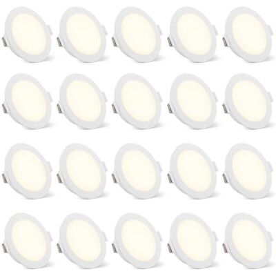 Gr4tec Led-inbouwspot, extra plat, 20 stuks, led-badkamerspot, IP65, warmwit, 2700 K, 5 W, 400 lm, plafondspot, gat 68 80 mm, inbouwspot 220 V, voor keuken, slaapkamer, woonkamer Gr4tec Led-inbouwspot, extra plat, 20 stuks, led-badkamerspot, IP65, warmwit, 2700 K, 5 W, 400 lm, plafondspot, gat 68 80 mm, inbouwspot 220 V, voor keuken, slaapkamer, woonkamer