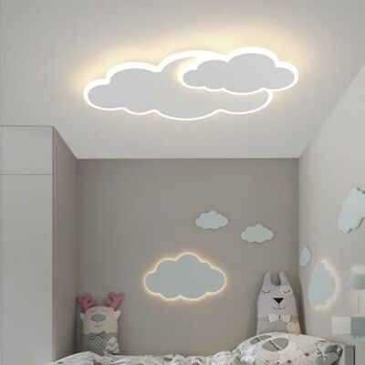 DUNMW Led-plafondlamp, 3D, wolk, 55 cm, met 2 wolken, decoratieve binnenverlichting, ideaal voor kinderkamer, woonkamer, jongens- of meisjeskamer, dimmer 46 W DUNMW Led-plafondlamp, 3D, wolk, 55 cm, met 2 wolken, decoratieve binnenverlichting, ideaal voor kinderkamer, woonkamer, jongens- of meisjeskamer, dimmer 46 W
