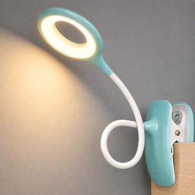 QJUZO LED Clip Licht Leeslamp Bureaulamp met Touch Schakelaar, Nachtlampje voor Kinderen, Flexibele Hals Klem lamp, USB Oplaadbare Clip Op Boek Licht voor Studeren Werk, Blauw QJUZO LED Clip Licht Leeslamp Bureaulamp met Touch Schakelaar, Nachtlampje voor Kinderen, Flexibele Hals Klem lamp, USB Oplaadbare Clip Op Boek Licht voor Studeren Werk, Blauw