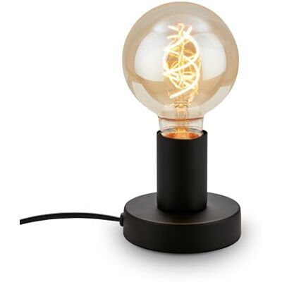 Briloner Leuchten Tafellamp, bedlamp, 1 x E27, max. 10 watt, met kabelschakelaar, zwart, 100 x 90 mm (DxH) Briloner Leuchten Tafellamp, bedlamp, 1 x E27, max. 10 watt, met kabelschakelaar, zwart, 100 x 90 mm (DxH)