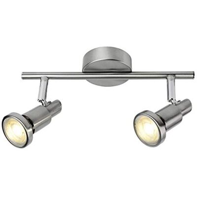 Brilliant G57413/77 LED-plafondlamp, 2 lampen, Ryan, 7 W, GU10, metaal, kleur: staal/chroom, 3 W Brilliant G57413/77 LED-plafondlamp, 2 lampen, Ryan, 7 W, GU10, metaal, kleur: staal/chroom, 3 W