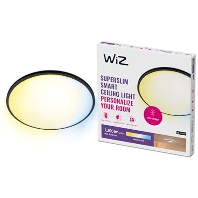 WiZ Plafondlamp SuperSlim Diameter: 25 cm Warm- tot Koelwit Licht Slimme Plafondlamp 14W Zwart Wi-Fi WiZ Plafondlamp SuperSlim Diameter: 25 cm Warm- tot Koelwit Licht Slimme Plafondlamp 14W Zwart Wi-Fi