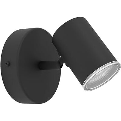 EGLO Consuma 1 wandlamp voor binnen, leeslamp met draaibare spot, lamp voor woonkamer, slaapkamer en badkamer, zwart staal, GU10-fitting, IP44 EGLO Consuma 1 wandlamp voor binnen, leeslamp met draaibare spot, lamp voor woonkamer, slaapkamer en badkamer, zwart staal, GU10-fitting, IP44