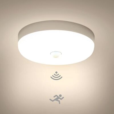 Combuh Led-plafondlamp met bewegingsmelder voor binnen, ronde plafondlamp 15 W 4000 K 1500 lm neutraal wit waterdicht IP56, sensorplafondlamp voor hal, garage, trap, balkon, keuken Combuh Led-plafondlamp met bewegingsmelder voor binnen, ronde plafondlamp 15 W 4000 K 1500 lm neutraal wit waterdicht IP56, sensorplafondlamp voor hal, garage, trap, balkon, keuken