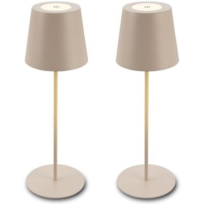 Briloner Set van 2 draadloze led-tafellampen met aanraakbediening, traploos instelbare intensiteit, in hoogte verstelbaar, draadloos bedlampje, woonkamer, nachtkastje, kantoor, buiten, 12 x 36 cm, beige Briloner Set van 2 draadloze led-tafellampen met aanraakbediening, traploos instelbare intensiteit, in hoogte verstelbaar, draadloos bedlampje, woonkamer, nachtkastje, kantoor, buiten, 12 x 36 cm, beige