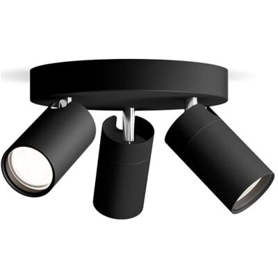 Philips Idris Spot Plafondspot Spatwaterdicht IP44 Zwart 5W Badkamerlamp Drie lichtpunten Ronde basisplaat Alleen geschikt voor LED-spots Philips Idris Spot Plafondspot Spatwaterdicht IP44 Zwart 5W Badkamerlamp Drie lichtpunten Ronde basisplaat Alleen geschikt voor LED-spots