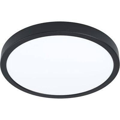 EGLO LED plafondlamp Fueva 5, Ø 28,5 cm, 1 lichtpunt, moderne opbouwlamp van staal met een kunststof lichtoppervlak, plafondlamp in zwart, wit, LED opbouwlamp neutraal wit EGLO LED plafondlamp Fueva 5, Ø 28,5 cm, 1 lichtpunt, moderne opbouwlamp van staal met een kunststof lichtoppervlak, plafondlamp in zwart, wit, LED opbouwlamp neutraal wit
