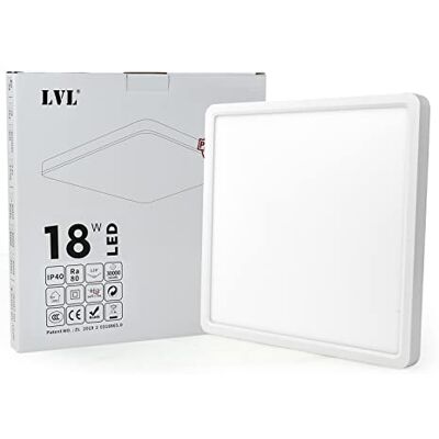 LVL Led-plafondlamp, 18 W, 23 cm, wit, klein, vierkant, plat, plafondlamp, voor woonkamer, slaapkamer, keuken, kantoor, badkamer, plafondverlichting LVL Led-plafondlamp, 18 W, 23 cm, wit, klein, vierkant, plat, plafondlamp, voor woonkamer, slaapkamer, keuken, kantoor, badkamer, plafondverlichting