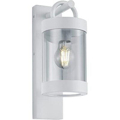 Trio , Wandlamp, Sambesi 1xE27, max.28,0 W Kunststof, Licht transparant, Lichaam: Gegoten aluminium, mat wit L:12,5cm, H:33,0cm, P:18,0cm Schemermelder, Wandmontage, IP44 Trio , Wandlamp, Sambesi 1xE27, max.28,0 W Kunststof, Licht transparant, Lichaam: Gegoten aluminium, mat wit L:12,5cm, H:33,0cm, P:18,0cm Schemermelder, Wandmontage, IP44