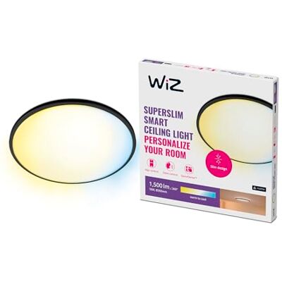 WiZ Plafondlamp SuperSlim Diameter: 30 cm Warm- tot Koelwit Licht Slimme Plafondlamp 16W Zwart Wi-Fi WiZ Plafondlamp SuperSlim Diameter: 30 cm Warm- tot Koelwit Licht Slimme Plafondlamp 16W Zwart Wi-Fi