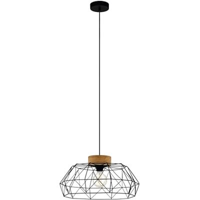 EGLO Padstow Hanglamp, vintage industriële en retro hanglamp, woonkamer- en eetkamerlamp van zwart staal en natuurlijk hout, E27 fitting, FSC-gecertificeerd EGLO Padstow Hanglamp, vintage industriële en retro hanglamp, woonkamer- en eetkamerlamp van zwart staal en natuurlijk hout, E27 fitting, FSC-gecertificeerd