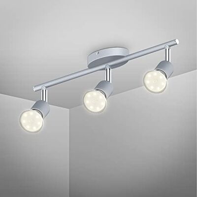 B.K.Licht Led-plafondlamp, 3 spots, draaibaar, moderne plafondspots, plafondlamp, woonkamer, kantoor, eetkamer, keuken, hal, warm wit licht, 3 x 3 W, GU10 B.K.Licht Led-plafondlamp, 3 spots, draaibaar, moderne plafondspots, plafondlamp, woonkamer, kantoor, eetkamer, keuken, hal, warm wit licht, 3 x 3 W, GU10