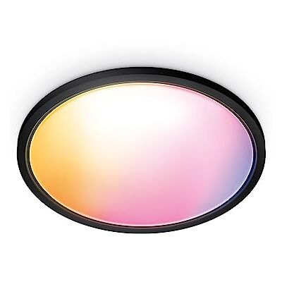 WiZ Plafondlamp SuperSlim Diameter: 43 cm Gekleurd en Wit Licht Slimme Plafondlamp 22W Zwart Wi-Fi WiZ Plafondlamp SuperSlim Diameter: 43 cm Gekleurd en Wit Licht Slimme Plafondlamp 22W Zwart Wi-Fi