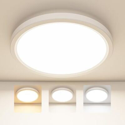 SKUTZTEK Led-plafondlamp, 18 W, 3 kleuren, 3000 K/4000 K/6500 K, 1800 lm, IP44, waterdicht, modern, ultradun, rond, voor badkamer, woonkamer, slaapkamer, keuken, 22 cm SKUTZTEK Led-plafondlamp, 18 W, 3 kleuren, 3000 K/4000 K/6500 K, 1800 lm, IP44, waterdicht, modern, ultradun, rond, voor badkamer, woonkamer, slaapkamer, keuken, 22 cm