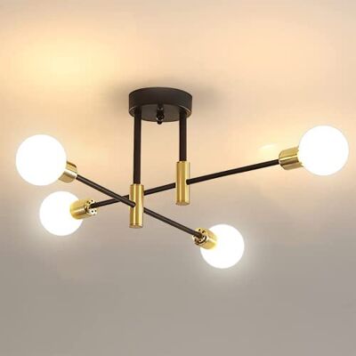 Osairous Industriële Plafondlamp, Spoetnik Hanger Diameter 72 cm, 180° Verstelbare Retro Plafondlamp voor Woonkamer, Slaapkamer, Keuken, E27, Zwart Osairous Industriële Plafondlamp, Spoetnik Hanger Diameter 72 cm, 180° Verstelbare Retro Plafondlamp voor Woonkamer, Slaapkamer, Keuken, E27, Zwart